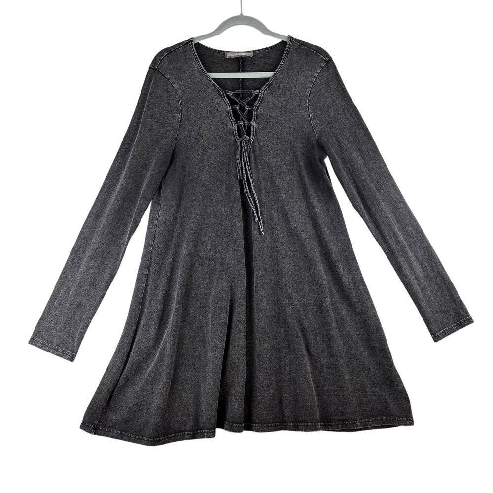 Addie Long Sleeve Dress Lace Up Women’s Medium Stone Wash Whimisgoth Witchy READ